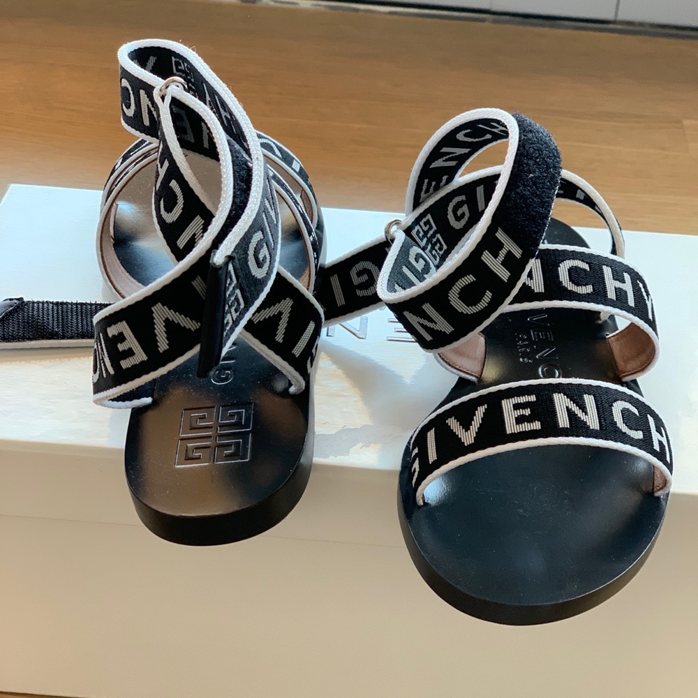 GIVENCHY 10MM STRAP LOGO GROS GRAIN SANDALS - Picture 10 of 15